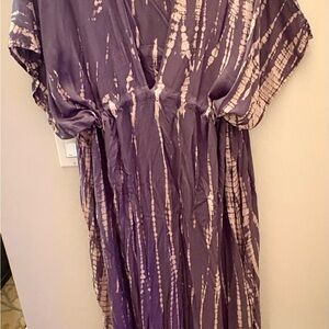 Coco de Chom Goddess Tie Dye Kaftan Maxi Dress in Purple/Brown
